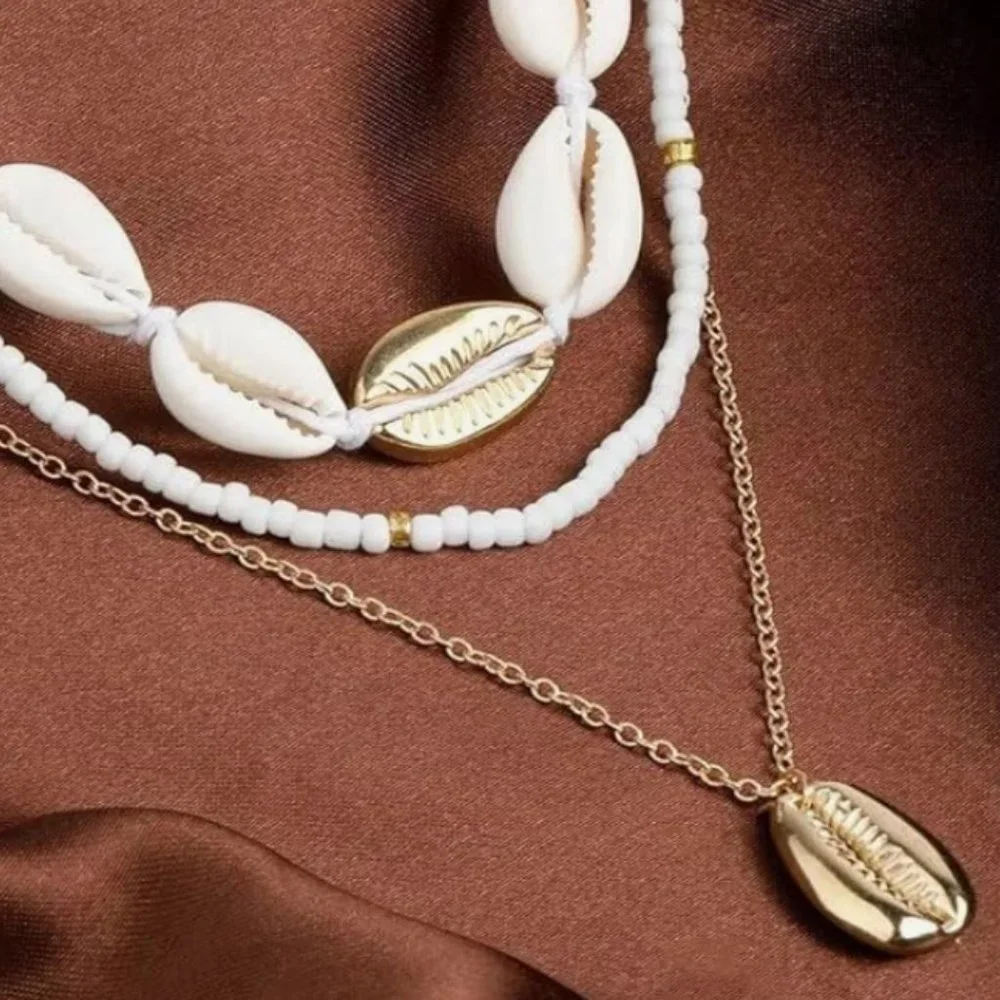 NEW! Seashell Layered Gold-Plated – Bohemian Beach Pearl Jewelry